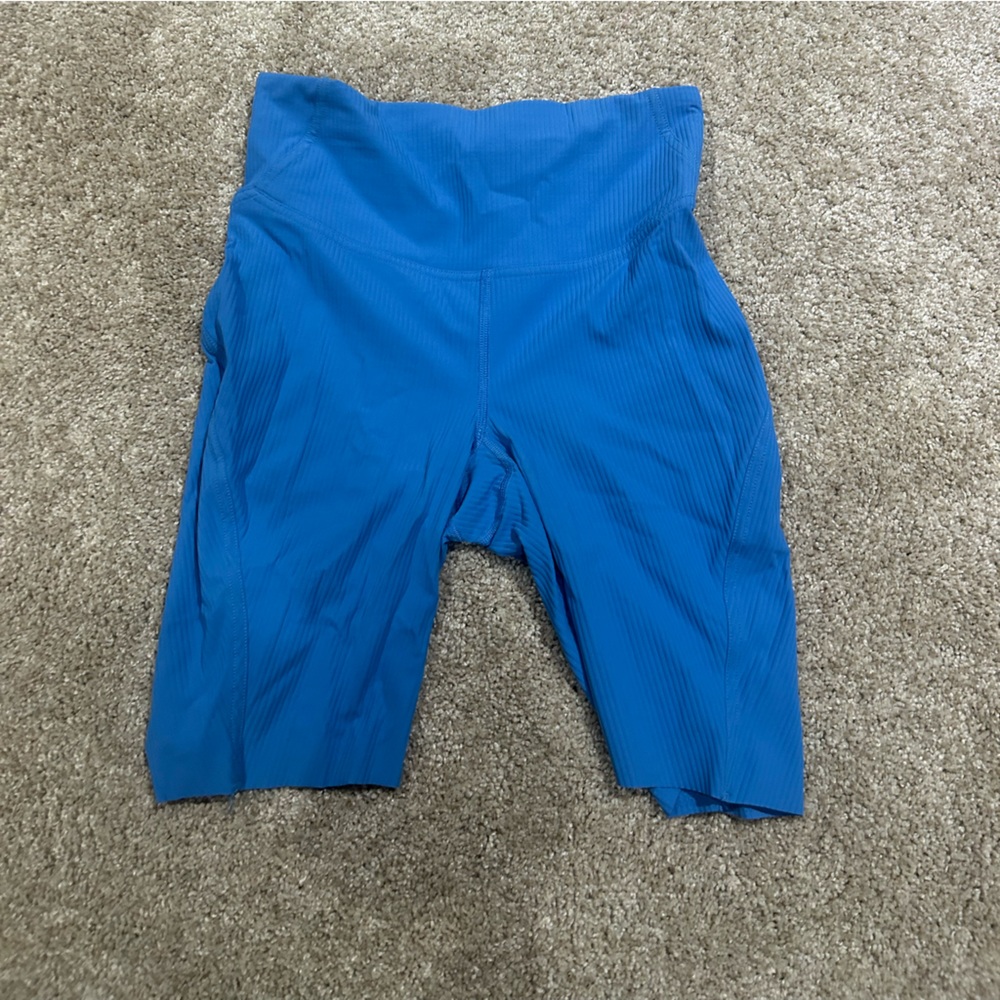 blue lululemon biker shorts